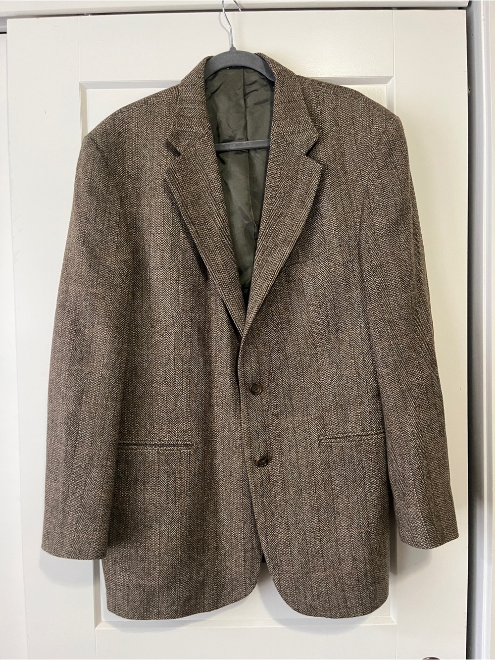 Oscar de la Renta Brown Herringbone Sport Coat